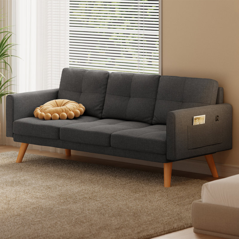 Kaizlyn 68 Upholstered Sofa George Oliver Fabric Dark Gray 100 Linen